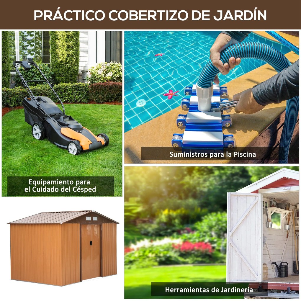 Outsunny Abrigo de Jardim Exterior 4,83m² 277x195x192cm Abrigo e Jardi