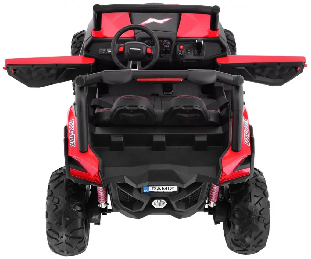 Buggy elétrico para Crianças 24V 4x4 2 Lugares SuperStar Rodas de EVA, Assento de couro Vermelho