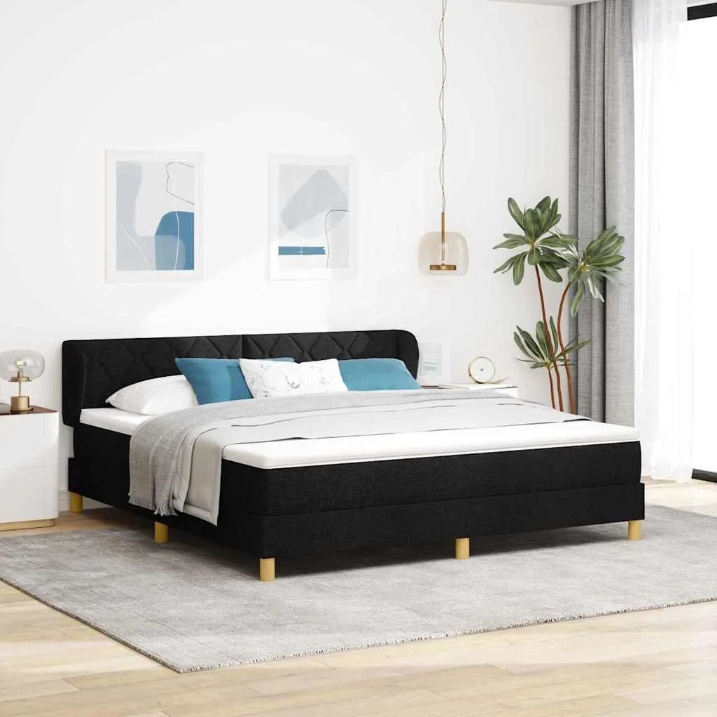 Cama Box Spring com Colchão vidaXL Preto 180x200 cm Tecido
