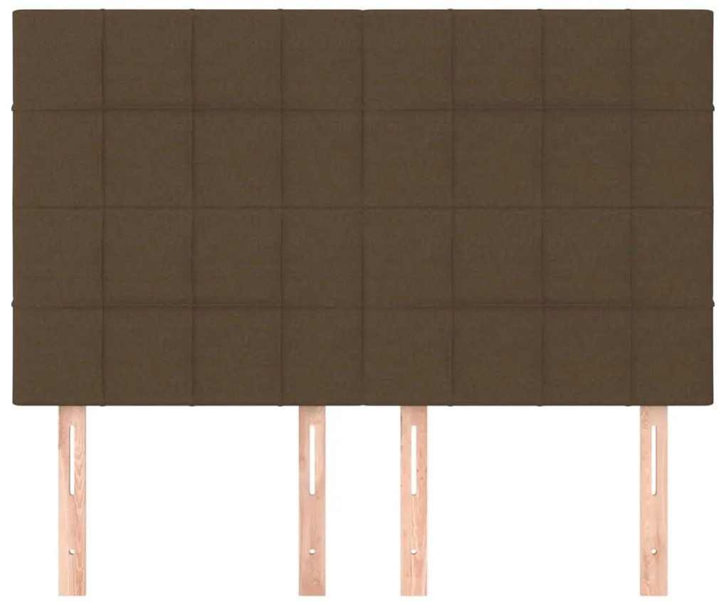 Cabeceira de cama 4 pcs tecido 72x5x78/88 cm castanho-escuro