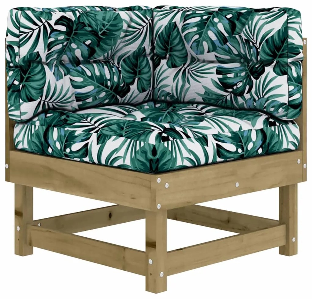 7 pcs conjunto lounge de jardim c/ almofadões pinho impregnado