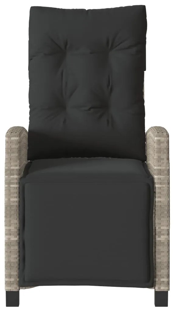 Cadeiras jardim reclináveis 2 pcs c/ apoio de pés cinza claro