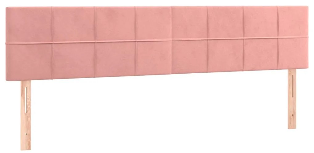 Cama box spring c/ colchão/LED 160x200 cm veludo rosa