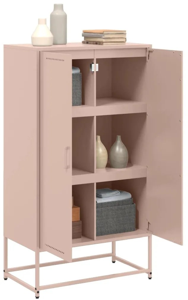 Aparador alto 68,5x38,5x123,5 cm aço rosa