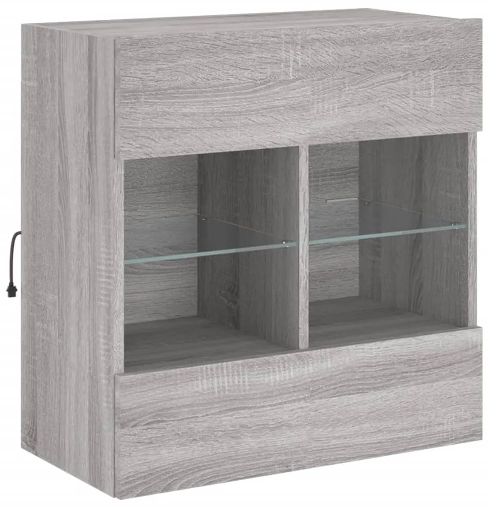 Móvel de parede p/ TV c/ luzes LED 58,5x30x60,5 cm cinza sonoma