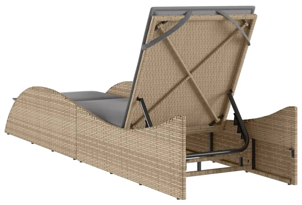 Espreguiçadeira com almofadão 60x205x73 cm vime PE bege