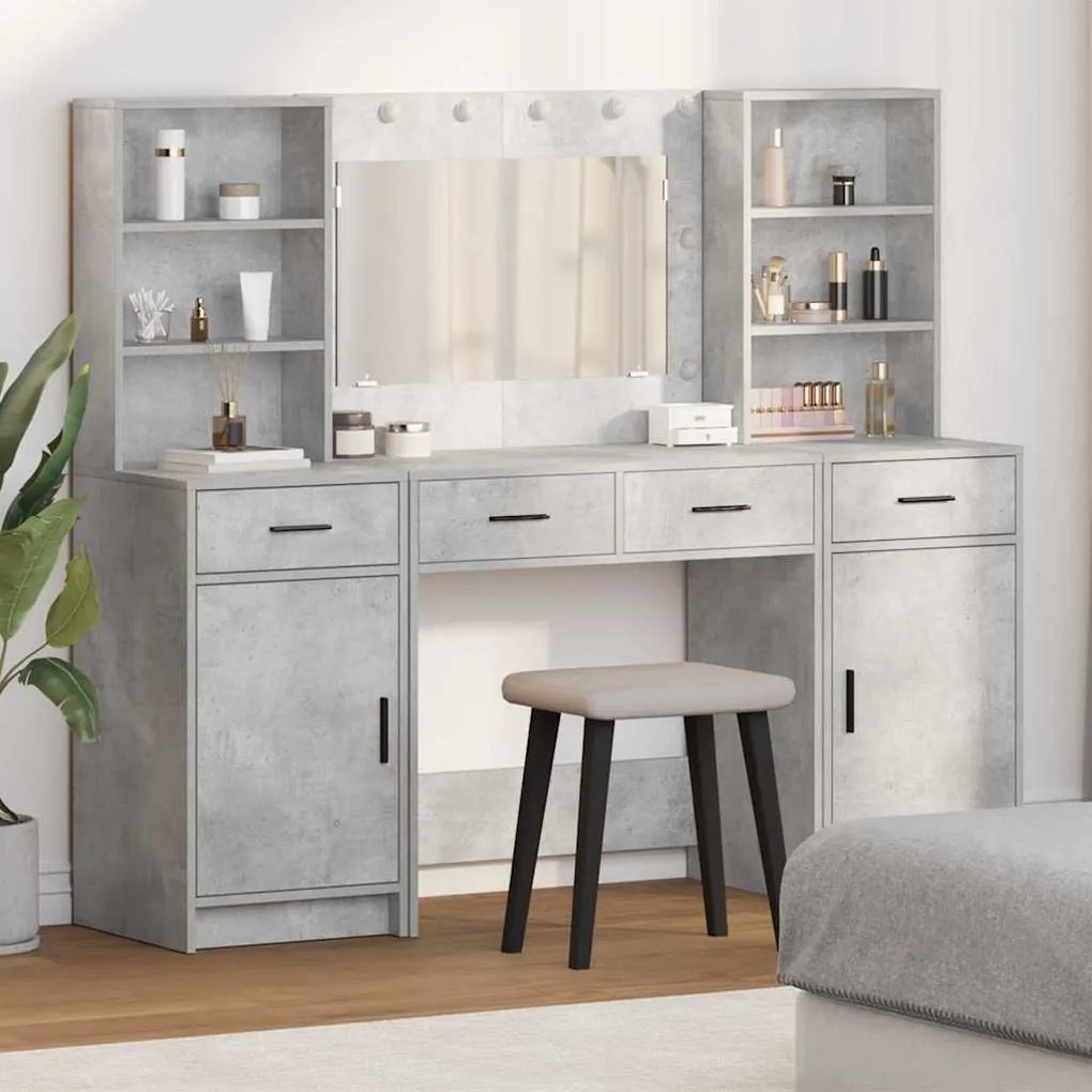 vidaXL Conjunto de Mesa de Vestir 3 pcs Cinzento 78.5 x 41 x 135 cm