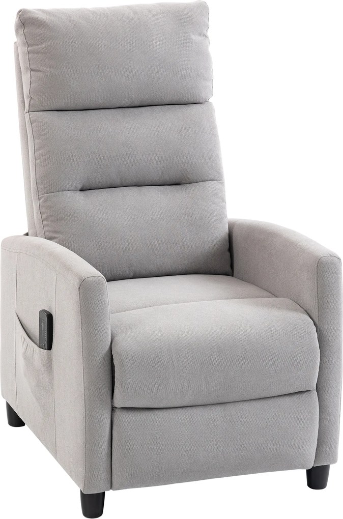 Poltrona de Massagem Reclinável com Apoio de Pés 2 Zonas de Massagem Encosto Alto Bolsos Estofada em Chenille Cinzento