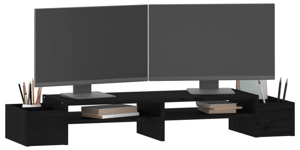Suporte para monitor 100x27,5x15 cm madeira pinho maciça preto