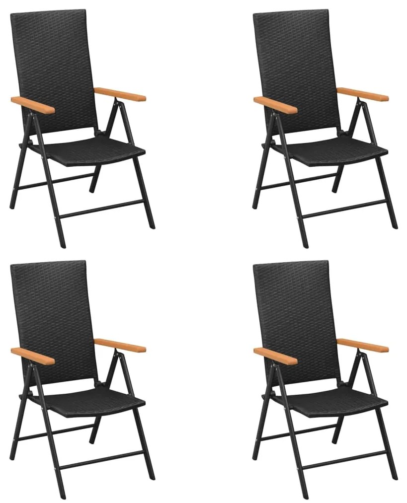 5 pcs conjunto de jantar p/ jardim vime PE preto e castanho