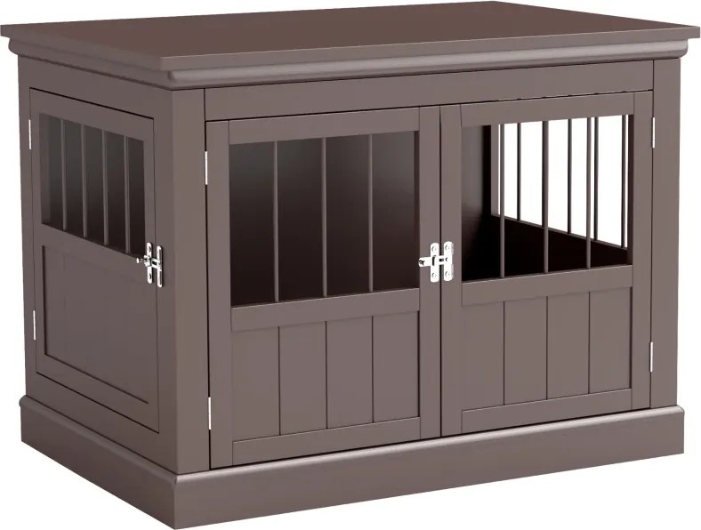 Gaiola para Cães com Mesa Auxiliar 3 Portas Francês e Fecho Magnético para Cães Pequenos 78x53x59,3 cm Castanho