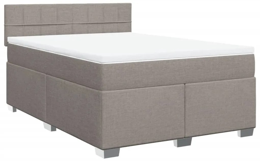 Cama com molas/colchão 140x190 cm tecido castanho-acinzentado
