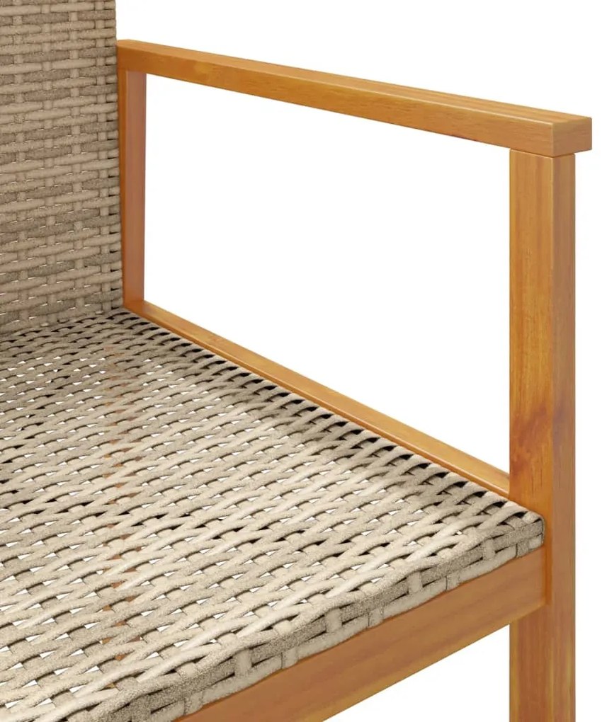 Cadeiras de jardim 2 pcs vime PE/madeira maciça bege