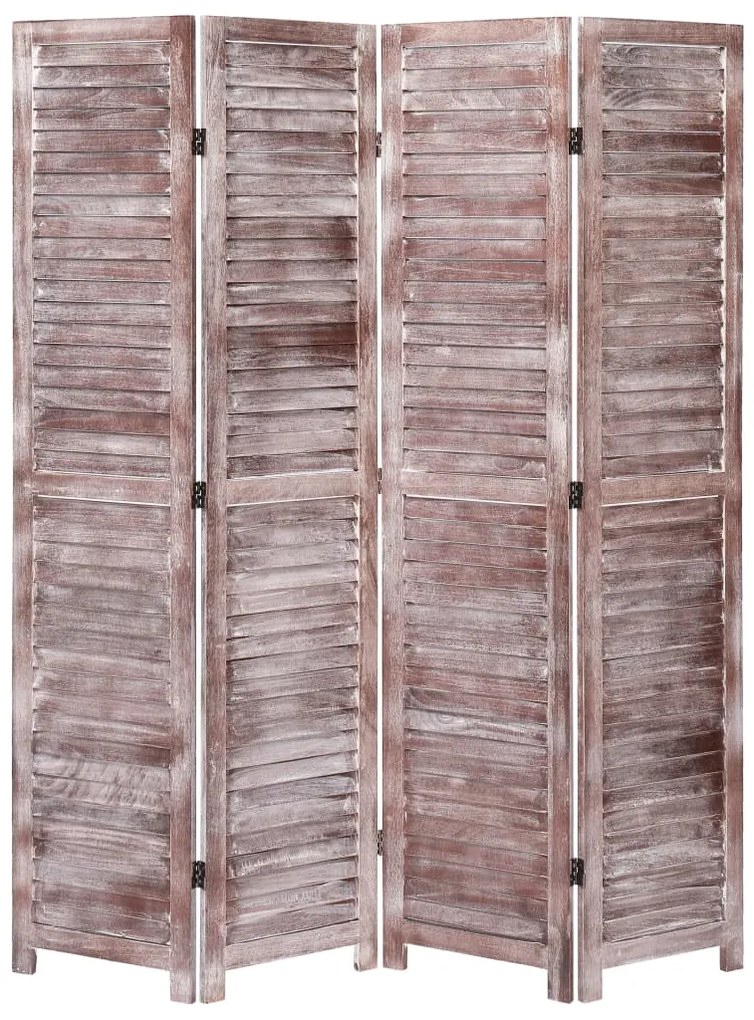 vidaXL Biombo com 4 painéis 140x165 cm madeira castanho