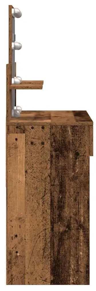 Mesa de Maquiagem com Espelho e Luzes LED Madeira Velha Madeira Recons