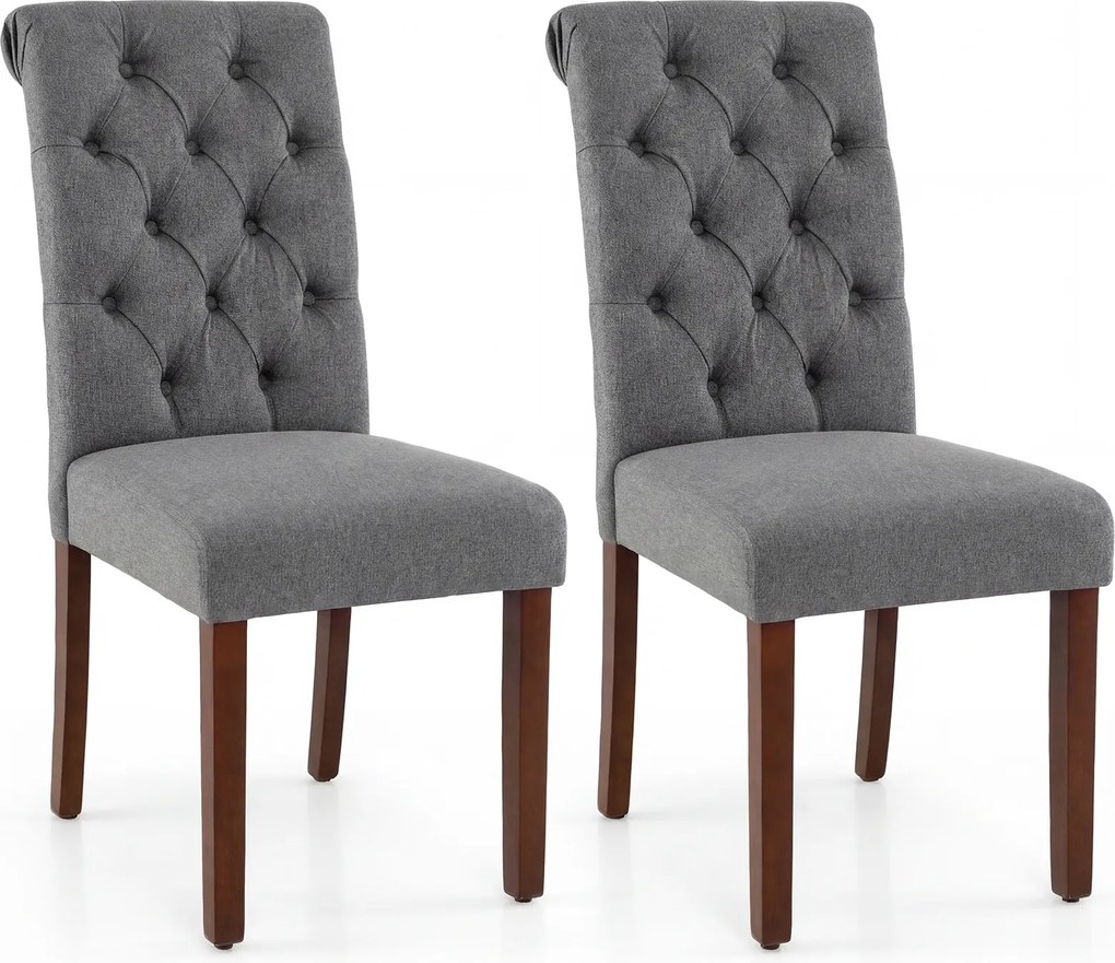 Conjunto de 2 Cadeiras de Sala de Jantar, 71 x 41,5 x 99,5 cm, Encosto Alto, Cinzento