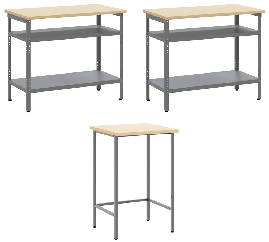 Conjunto de mesa para guardar ferramentas de 10 peças vidaXL - Madeira