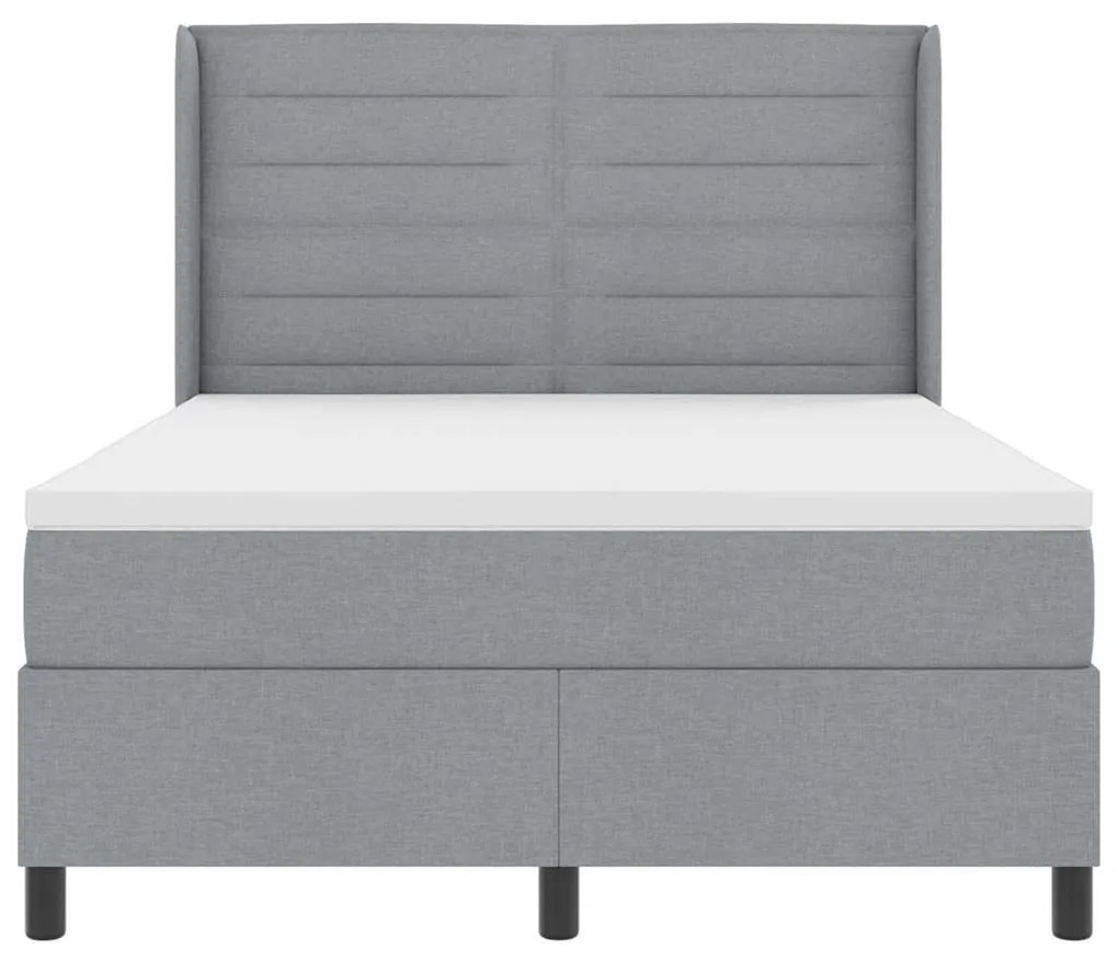 Cama com Estrado e Colchão Cinza Claro 140x200 cm em Tecido
