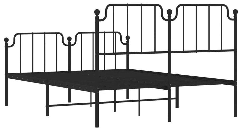 Estrutura de cama com cabeceira e pés 140x190 cm metal preto