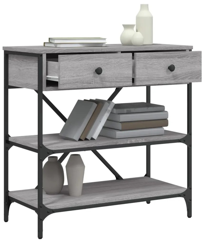 Mesa consola 75x34,5x75 cm derivados de madeira cinzento sonoma