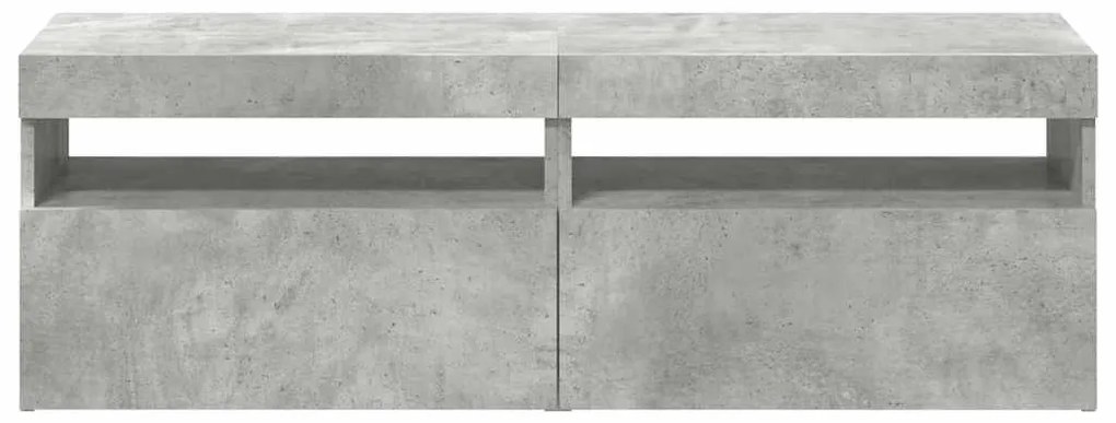 Móveis de TV com luzes LED 2 pcs 60x35x40 cm cinzento cimento