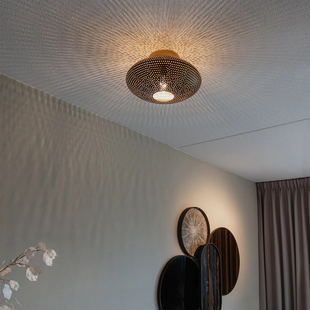 Candeeiro de teto oriental preto e dourado 40 cm - Radiance