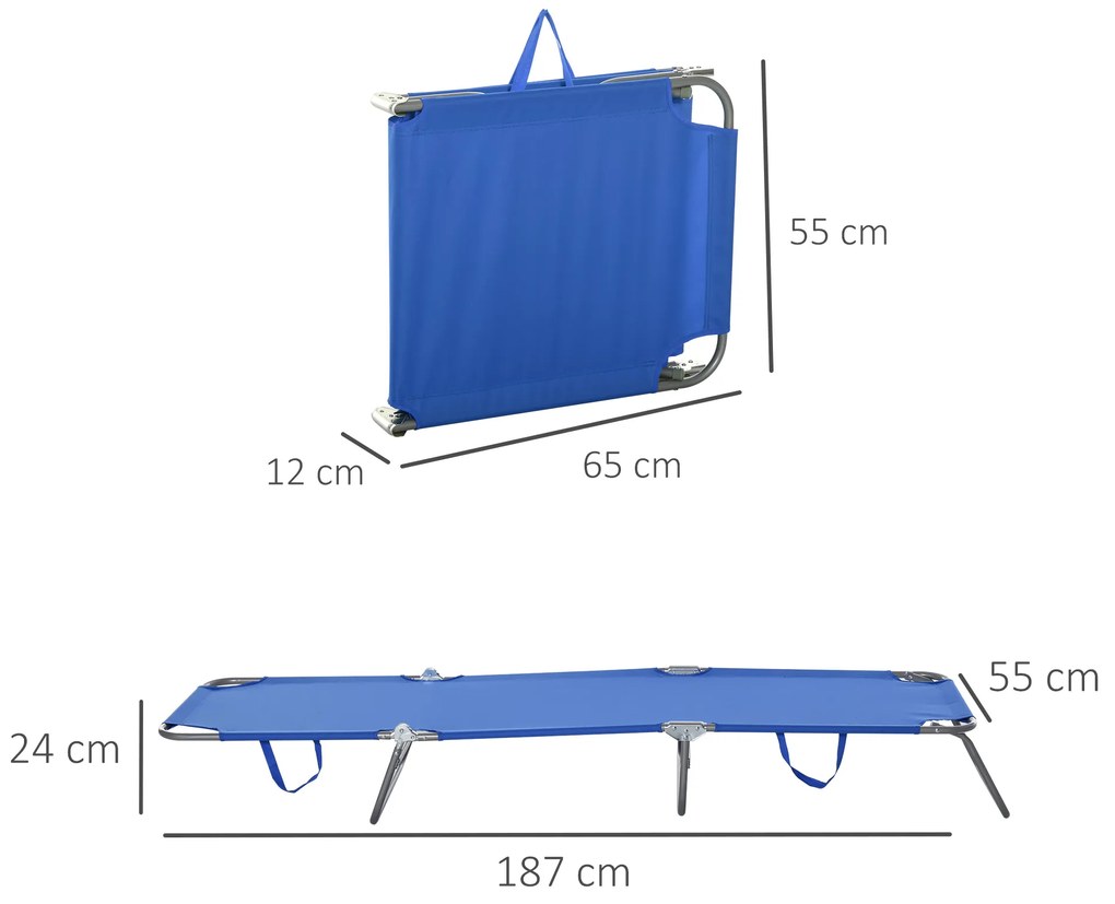 Espreguiçadeira Dobrável Espreguiçadeira de Jardim com Encosto Ajustável em 5 Posições para Terraço 187x55x24 cm Azul