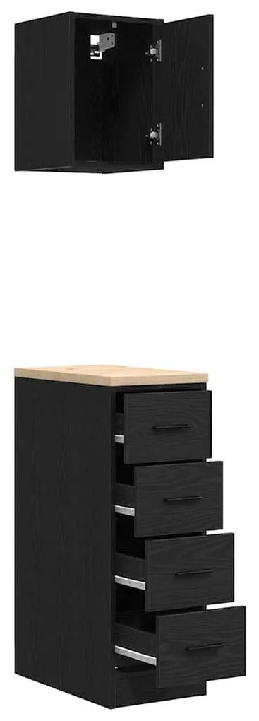 Armários de garagem 2 pcs derivados de madeira preto