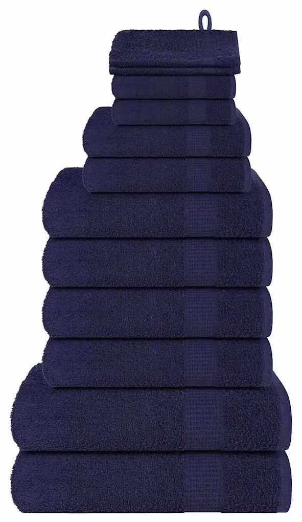 vidaXL 12pcs Conjunto toalha 360 gsm 100% algodão azul-marinho