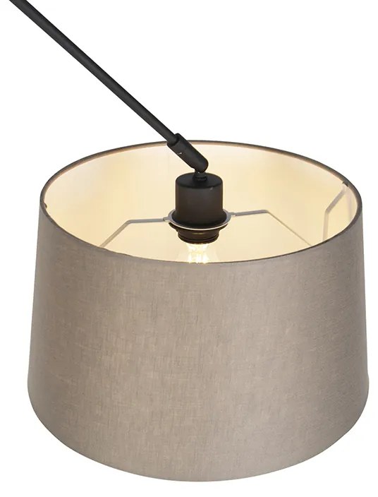Candeeiro de suspensão preto com abajur de linho bege 35 cm - Blitz Country / Rústico