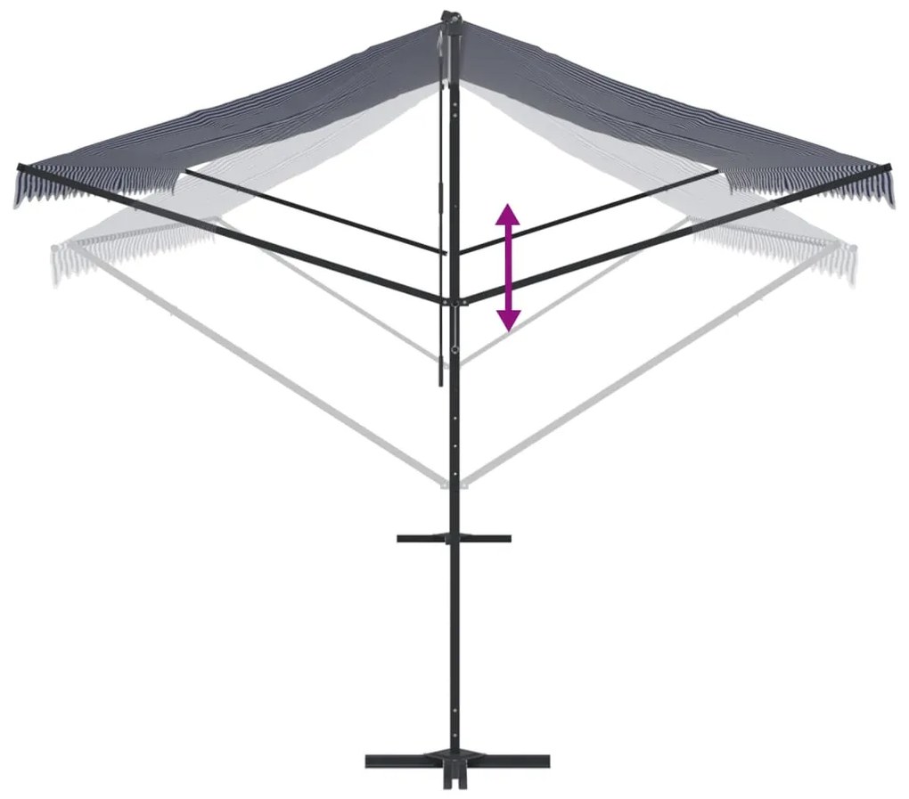 Toldo de pé 600x300 cm tecido e aço azul e branco