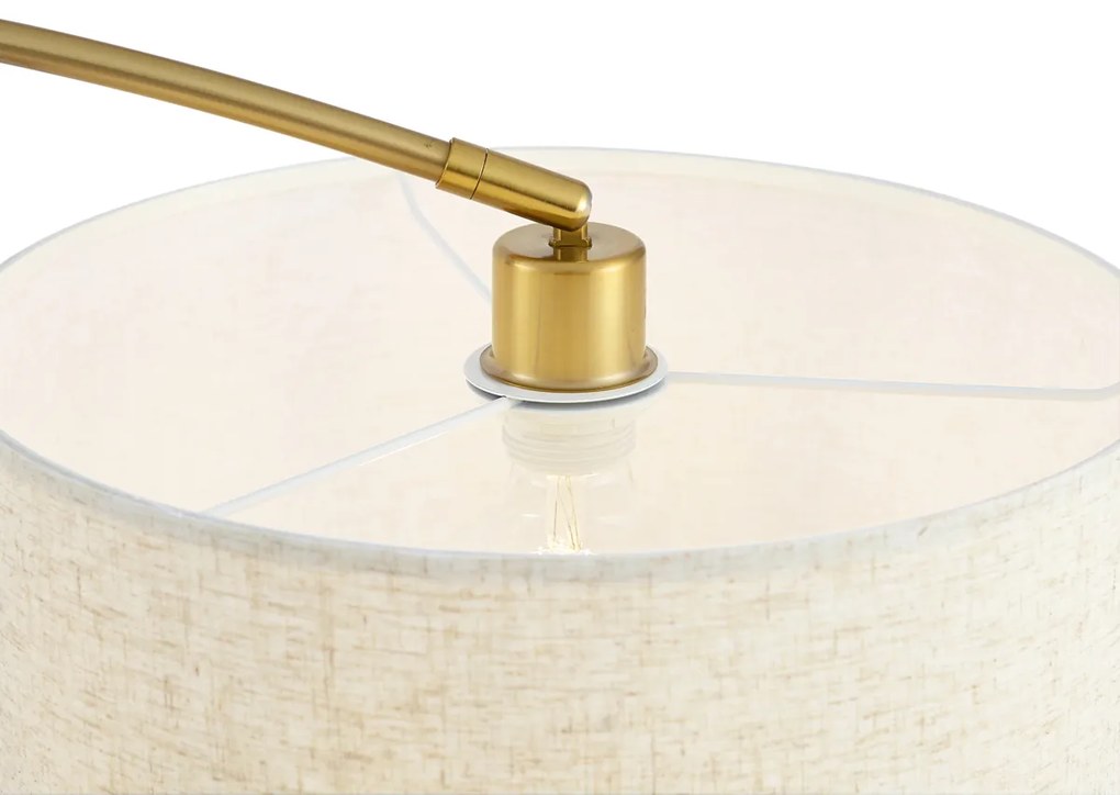 Candeeiro de Arco Moderno Latão com Abajur Bege - Vinossa