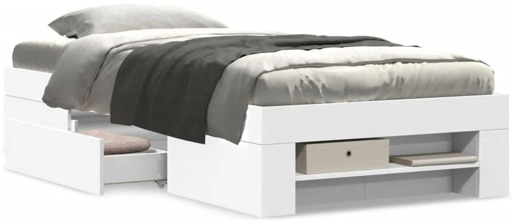 Estrutura de cama 90x200 cm derivados de madeira branco