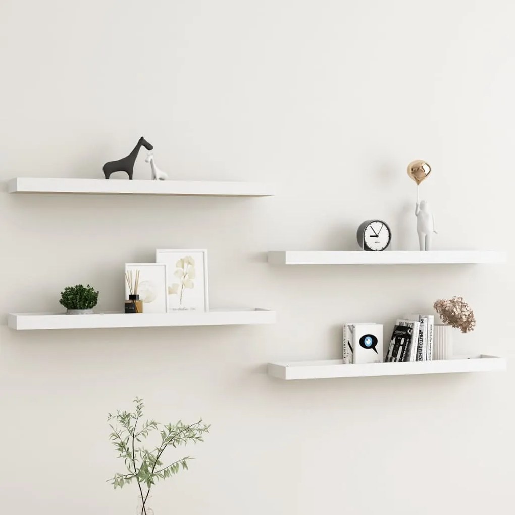 330236 vidaXL Prateleiras parede Loggia 4 pcs 80x15x4cm MDF carvalho e branco
