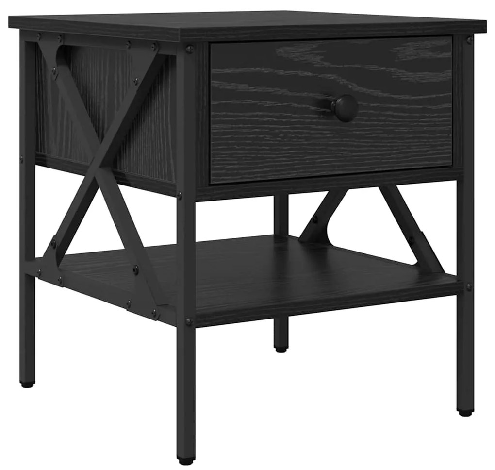 Mesas de cabeceira 2 pcs Carvalho Preto 40x42x45 cm Madeira engenheira