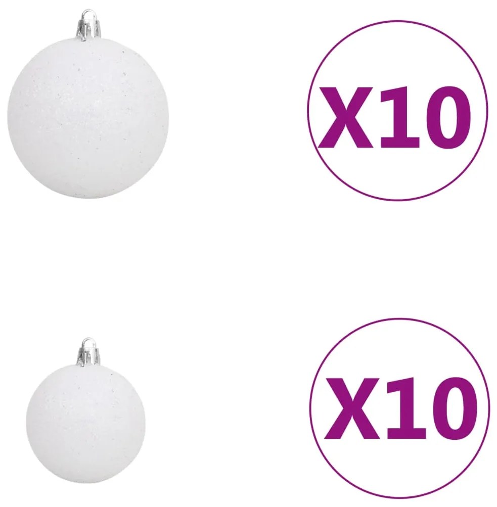 Árvore Natal artificial pré-iluminada c/ bolas branco