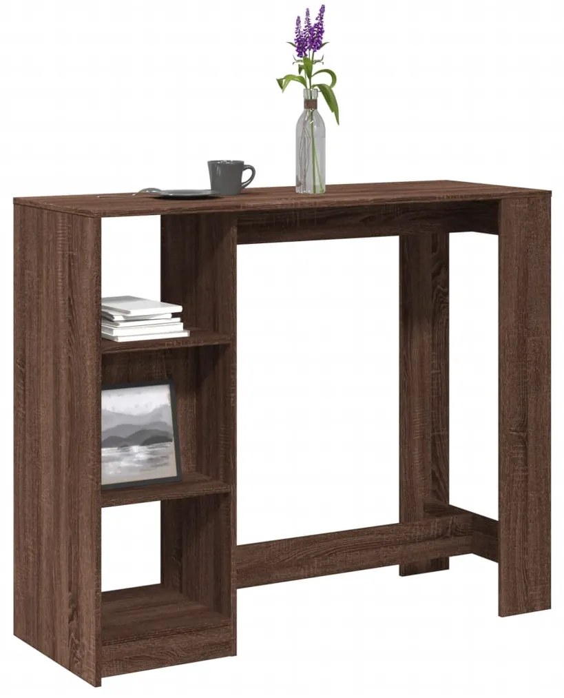 vidaXL Mesa de bar c/ prateleiras derivados madeira carvalho castanho