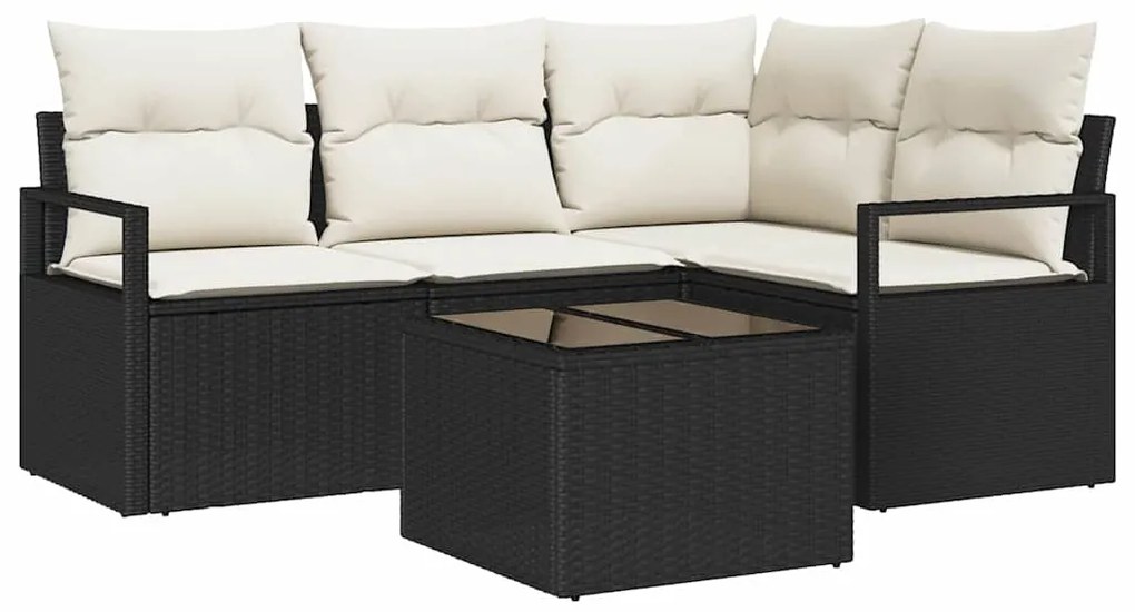 Conjunto de Sofá de Jardim com 4 Peças e Almofadas de Rattan de Poliet