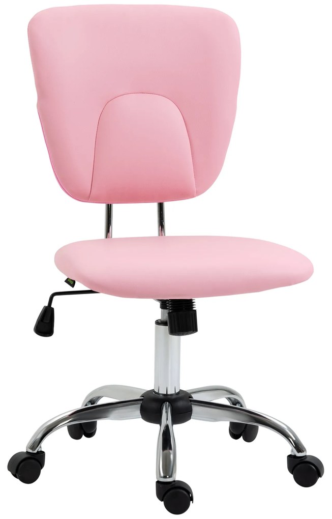 Vinsetto Cadeira de Escritório Giratória de Couro PU com Altura Ajustável e Função Basculante 50x54x87,5-96,5 cm Rosa