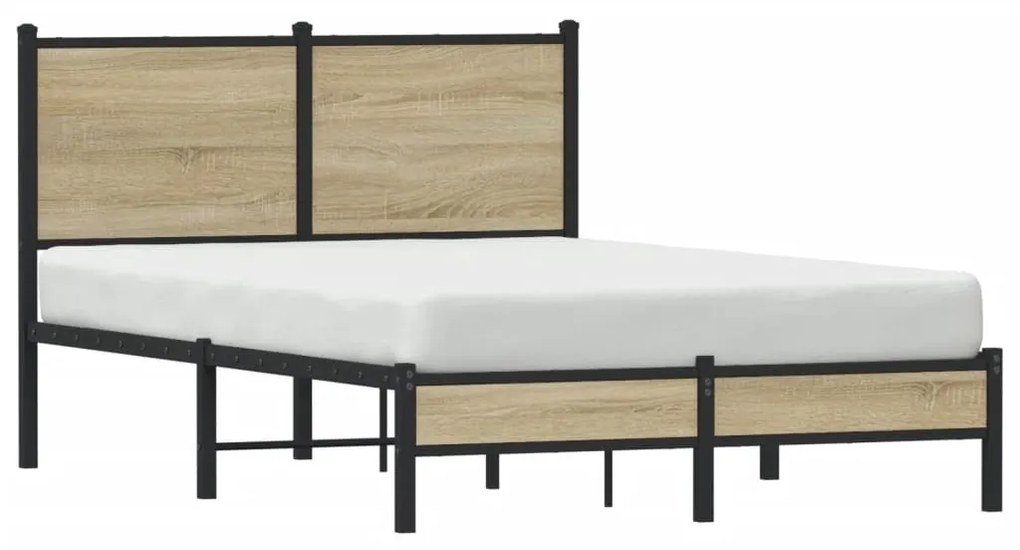 Estrutura de cama sem colchão 120x190 cm metal carvalho sonoma