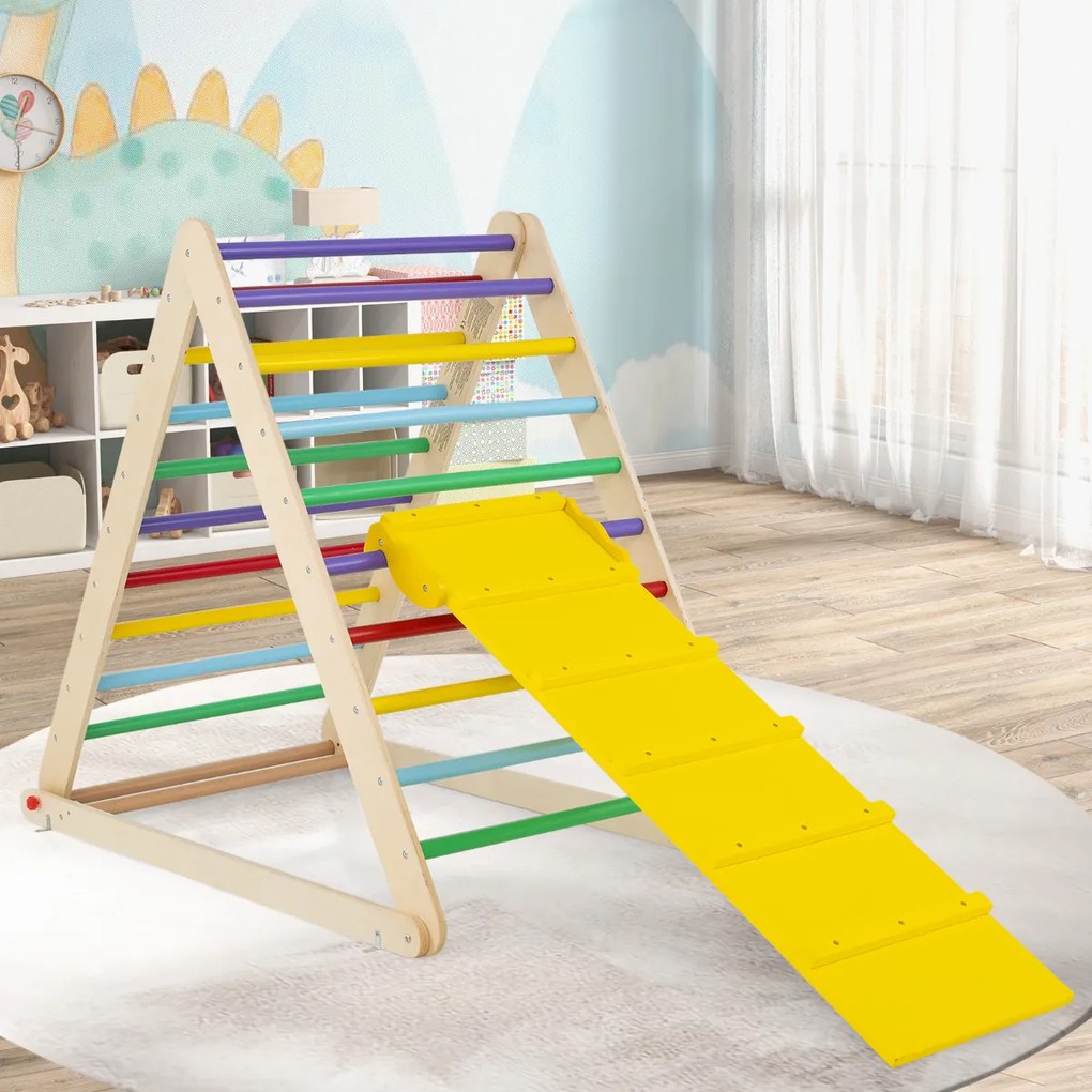 Escada triangular dobrável de madeira para crianças dos 6 meses aos 6 anos para a casa e o quarto das crianças 122 x 71 x 110 cm Multicolorido