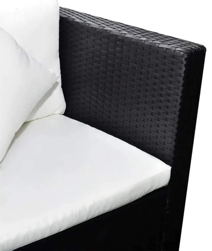 4 pcs conjunto lounge de jardim c/ almofadões vime PE preto