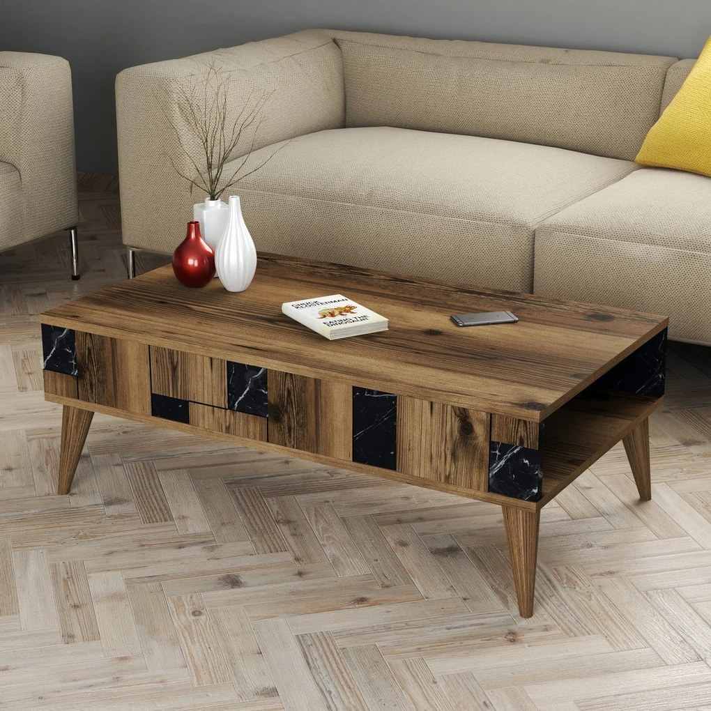 Mesa de Centro Madrid – Noz/Preto – 105x37,6x60 cm