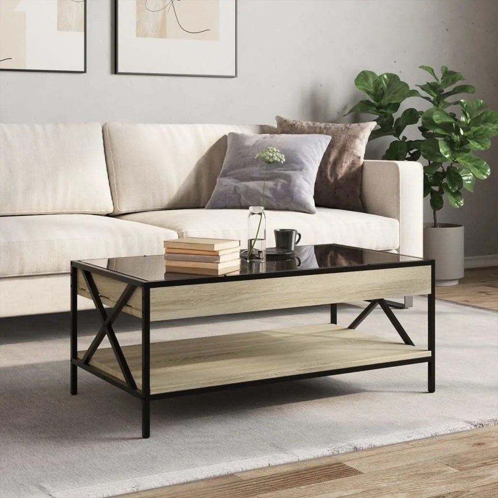Mesa de centro luzes LED Infinity 90x50x38 cm carvalho sonoma