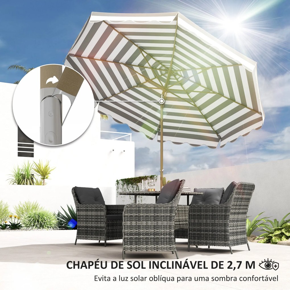 Chapéu de Sol de Jardim Ø268 cm Chapéu de Sol de Exterior com Ângulo A