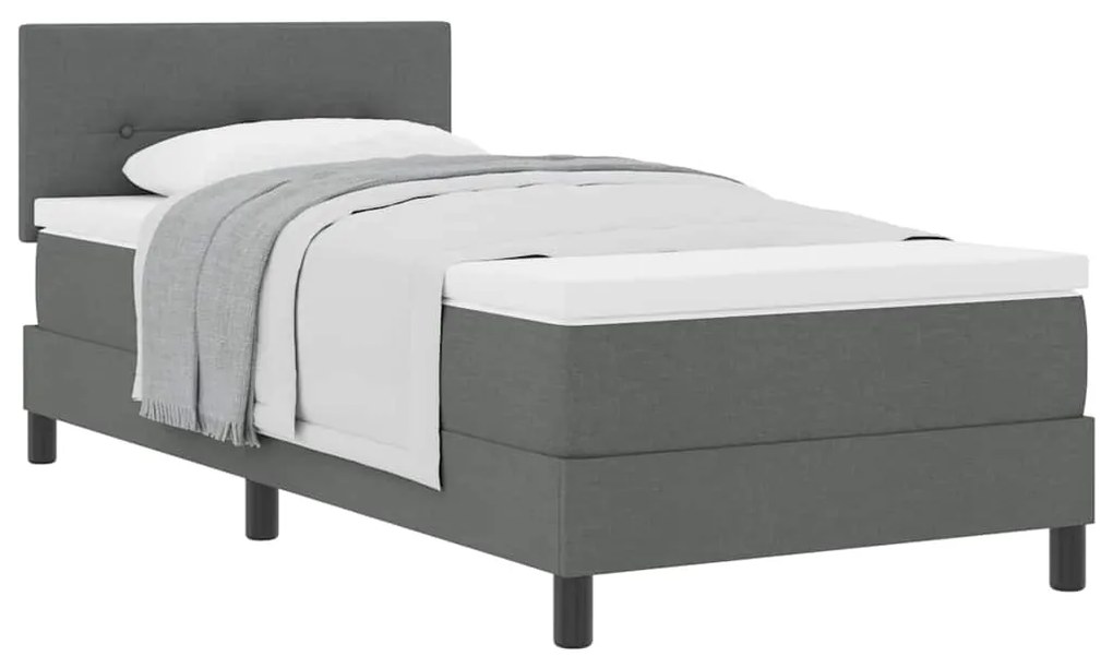 Cama Box Spring com Colchão Cinza Escuro 80x200 cm Tecido