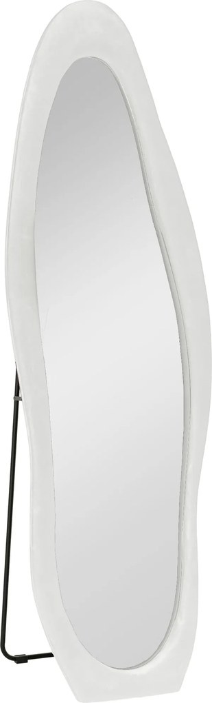 HOMCOM Espelho de corpo inteiro, forma ondulada, 160 x 50 cm, freestanding, revestimento de moldura aveludado, quarto, sala, Branco | Aosom Portugal