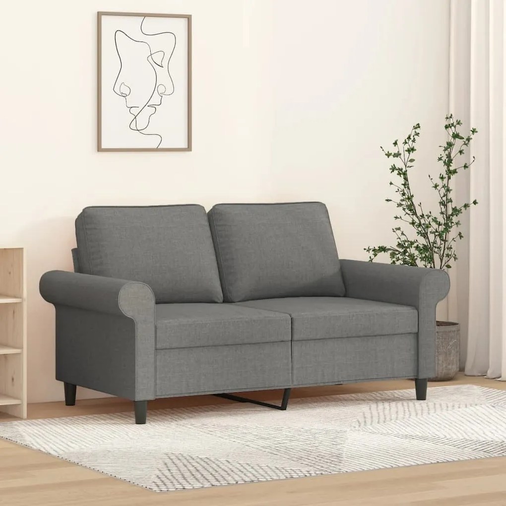 349186 vidaXL Sofá de 2 lugares em tecido 120 cm cinzento-escuro