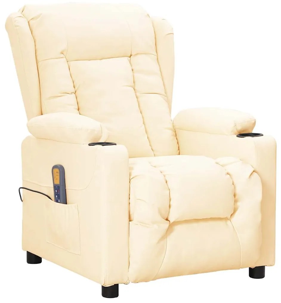 Poltrona de massagens elevatória couro artificial cor creme