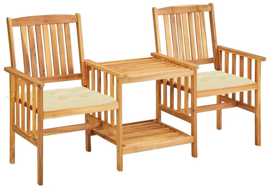 3061292 vidaXL Cadeiras de jardim c/ mesa de centro e almofadões acácia maciça